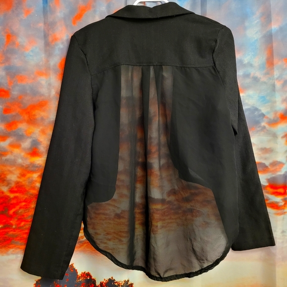 black longsleeve blazer sheer back Size L (Us 8) - Picture 3 of 3